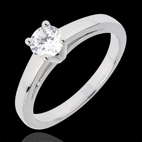 Bague Solitaire Nuptiane Or Blanc 18 Carats Bijoux Edenly