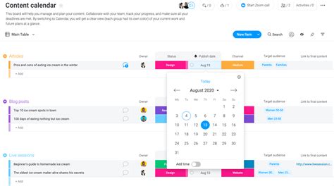 Content calendar template