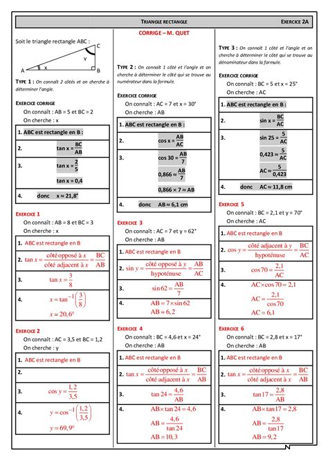 Appliquer Les Formules Trigonom Triques Corrig S D Exercices