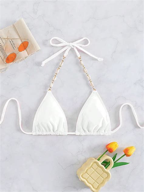 Shein Swim Chicsea Chain Linked Halter Triangle Bikini Top Shein Uk