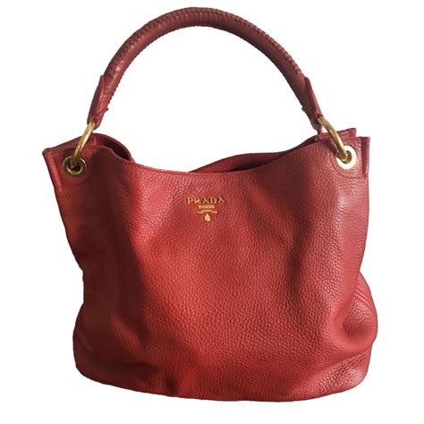 Prada Sacs Main Cuir Rouge Ref Joli Closet