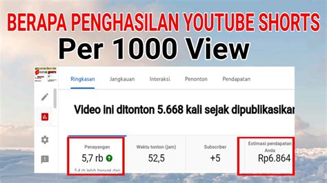 Berapa Penghasilan Youtube Shorts Per View Youtube