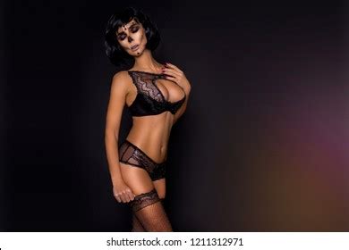 Sexy Brunette Woman Black Lingerie Studio Stock Photo Shutterstock