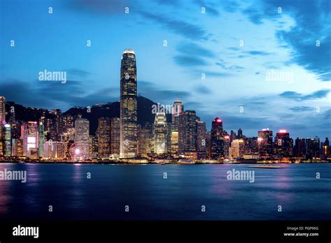 Hong Kong Victoria Harbor night view Stock Photo - Alamy