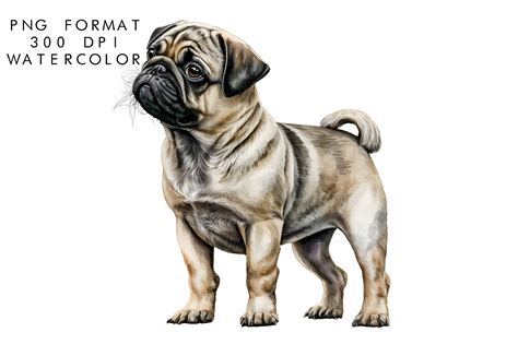 Watercolor Pug Dog Clipart Graphic By Watercolorbykr · Creative Fabrica