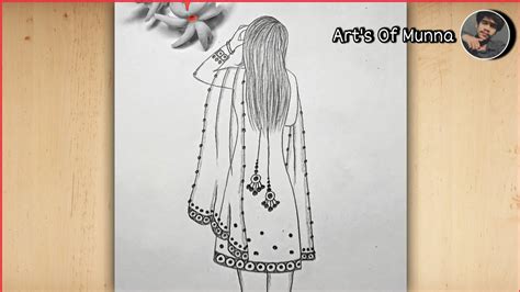 How To Draw A Girl Wearing Salwar Kameez Traditional Girl Drawing