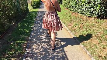 Flashing Pussy Slut Wife Walks Naked In A Public Place Showing Strangers Her Tits And Pussy