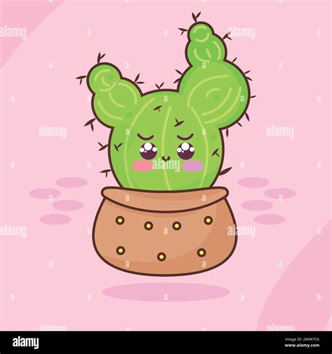 Aislado Lindo Cactus Personaje De Dibujos Animados Vector Imagen Vector