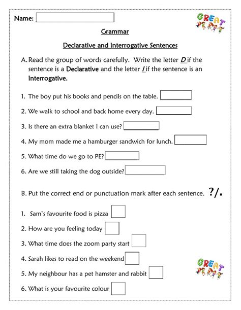 Declarative And Interrogative Sentences Worksheet 20 Interrogative Sentences Examples With