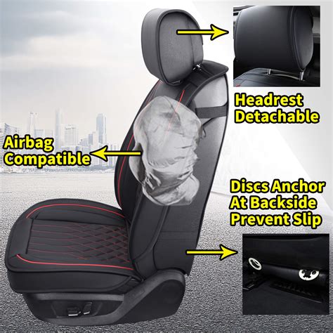 Aierxuan 5pcs Car Seat Covers Full Set With Waterproof Leather Airbag Compatible Automotive