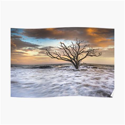 Botany Bay Edisto Island Sc Boneyard Beach Sunset Poster For Sale By