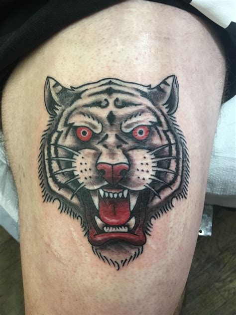 Traditional tiger tattoo Black and red By Robb rao at cliffs tattoo ...