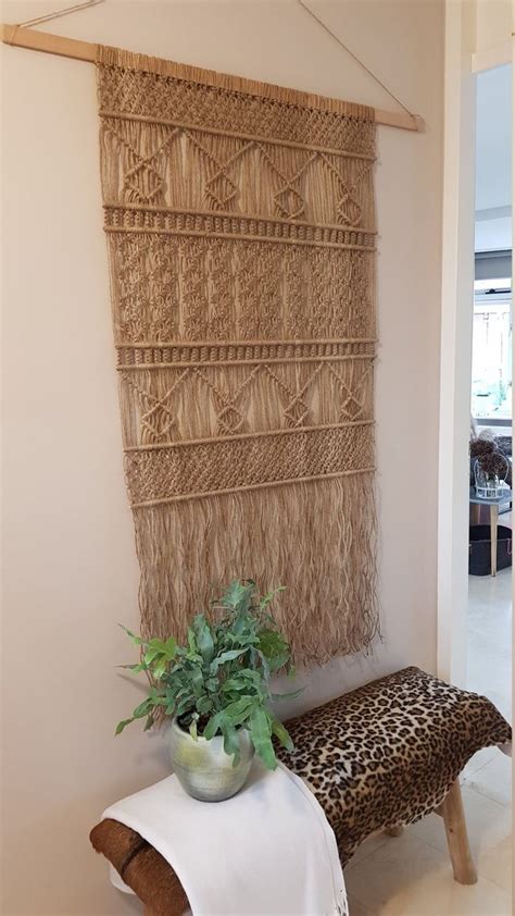 Jute Macrame Wandkleed Trendy Macrame Muurdecoratie Met Etsy