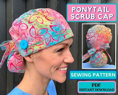 Ponytail Scrub Cap Sewing Pattern Pdf Ponytail Surgical Cap Women