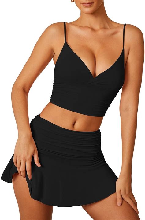 Amazon Pink Queen Women S High Waisted Bikini Set Two Piece Swimsuit V Neck Spaghetti