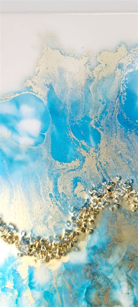 Resin Ocean Art Original Ocean Wave Art Crushed Glass Resin Etsy