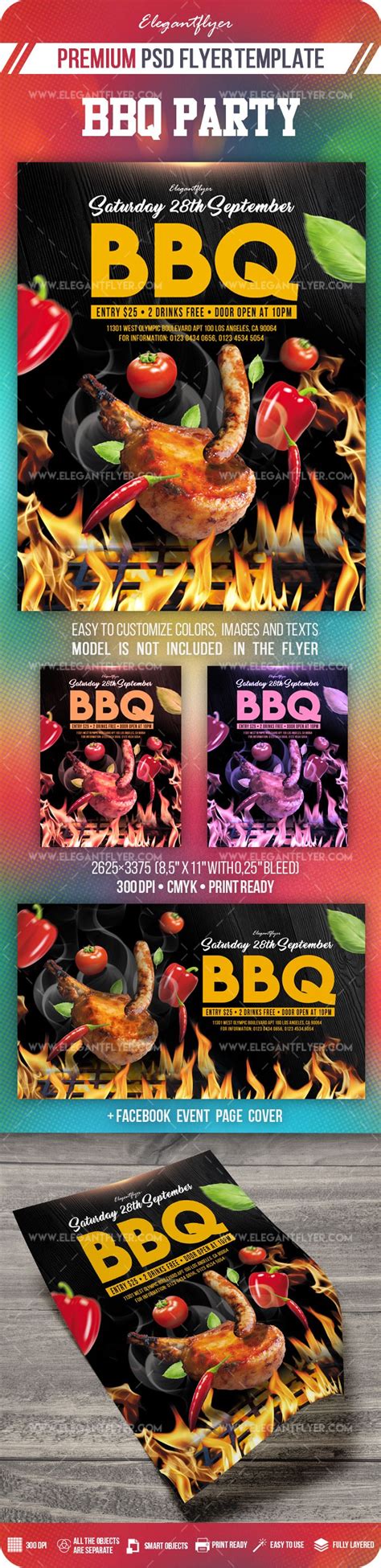 Black Artistic BBQ Party Premium Flyer Template PSD | by Elegantflyer