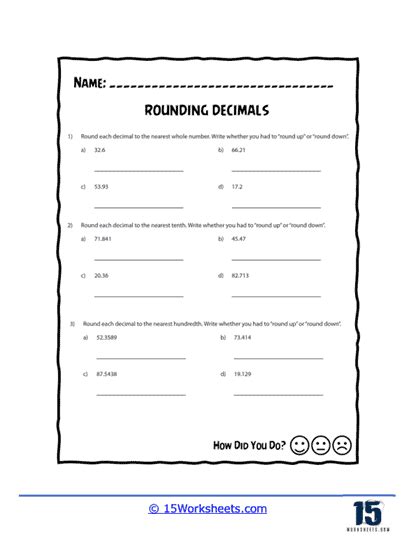 Rounding Decimals Worksheets 15 Worksheets Library