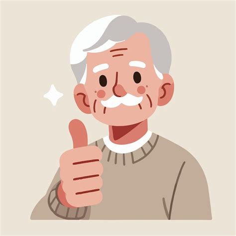 Ilustración De Un Abuelo Dando Un Pulgar Hacia Arriba En Un Estilo De
