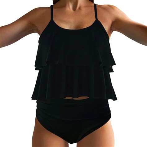 Willbest Women Bikini Ruffled High Waist Split Beachwear Swimming