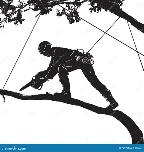 Arborist Stock Illustrationer Illustration Av Silhuett 73973655