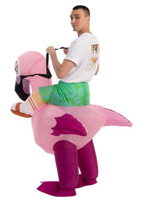 Inflatable Flamingo Ride-On Costume | Adult Costumes