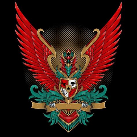 premium vector garuda indonesia gripping ribbon engraving style