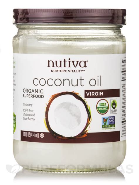 Organic Virgin Coconut Oil Glass Jar 14 Fl Oz 414 Ml