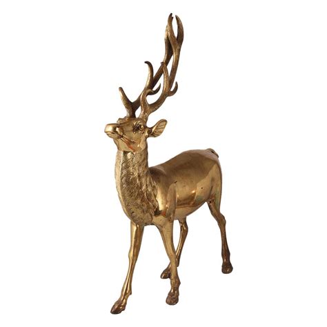 Brass Standing Deer Statue