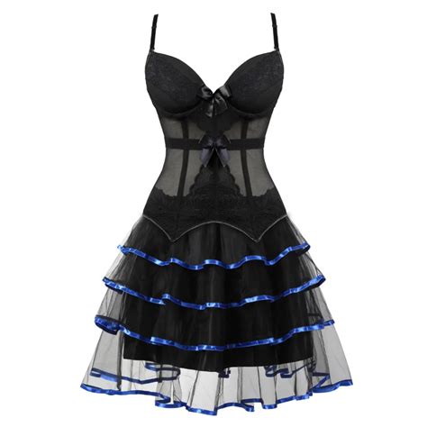 Sexy Lingerie Women S Sexy Overbust Corset Black Mini Tutu Skirt Dress Carnival Dress Costume