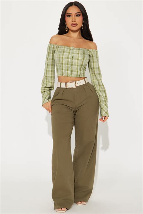Marissa Wide Leg Pant Olive Fashion Nova