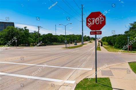 road sign of all way stop. caution red roadsign. traffic sign on the ...