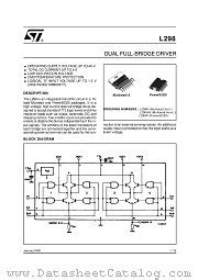 L298N Datasheet Pdf DUAL FULL BRIDGE DRIVER SGS Thomson