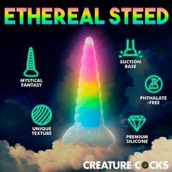 Creature Cocks Uni Glow Glow In The Dark Rainbow Silicone Dildo Sex Toys Adult Novelties