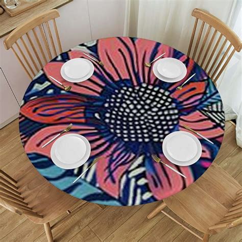 Cbxzyzzc Multi Tablecloth Toppers For Round Tables Flowers Motif With