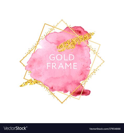 Pink And Nude Brush Strokes And Gold Frame Vector Image