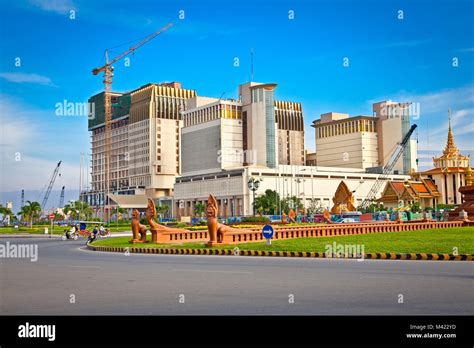 Sangkat Chaktomuk Square And Naga World Complex Behind Phnom Penh