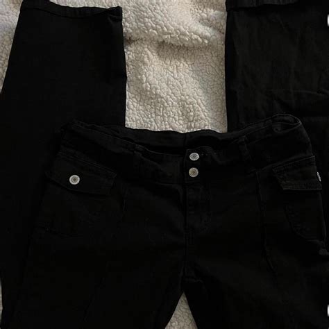 Brandy Melville Black Flare Agatha Pants Low Rise Depop