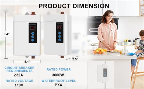 W Electric Tankless Water Heater Instant Hot Water Heater On Demand Water Heater Under Sink