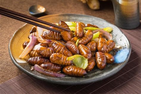 Premium Photo Stir Fried Cocoon Pupae Is A Special Food In Northeast