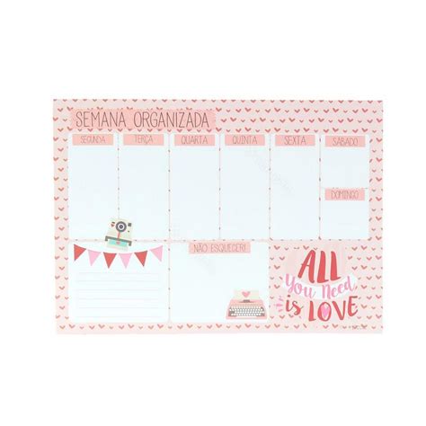 Bloco Planner De Mesa Semanal Love Shopee Brasil