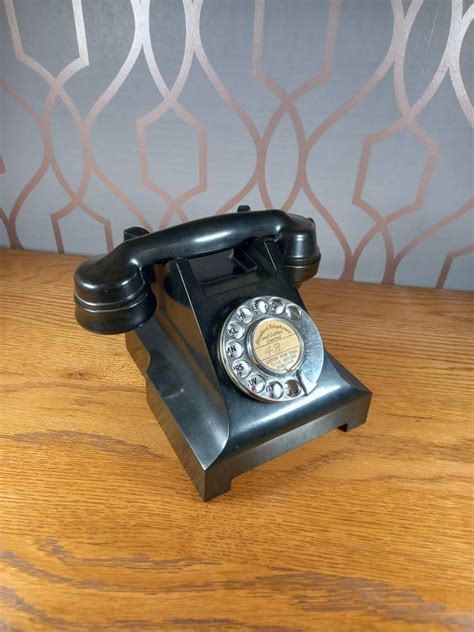 Vintage Black Bakelite Rotary Dial Phone Gpo Etsy