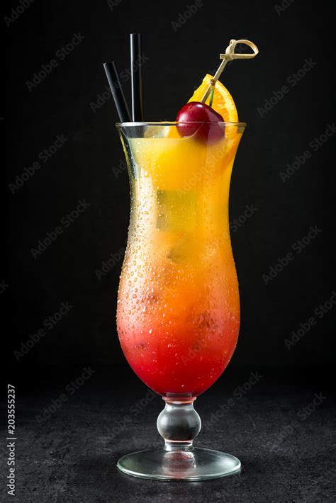 Sex On The Beach Cocktail In Glass On Black Background Stock Photo Adobe Stock