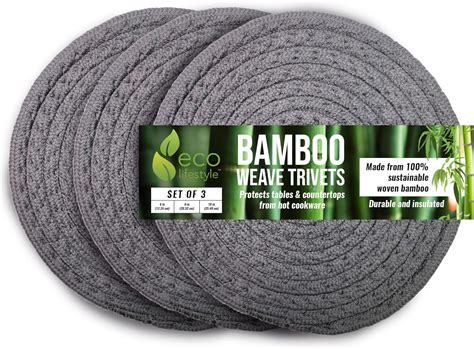 Amazon Inch Woven Bamboo Trivets Eco Lifestyle Set Of Round Placemats For Hot Pots