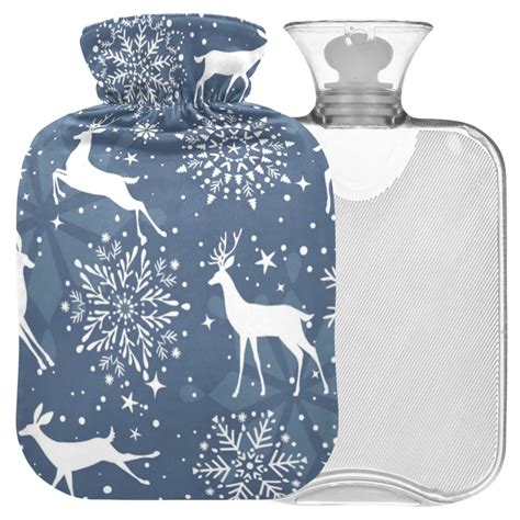 Naanle Christmas Hirsch Snowflake Hot Water Bottle 2L Heat Cold Therapy Large Transparent