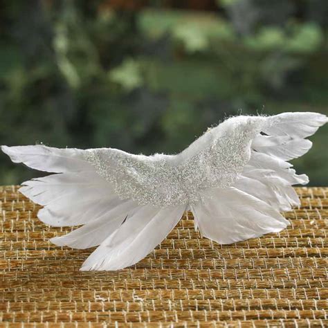 Iridescent Glittered White Feathered Angel Wings True Vintage Angel