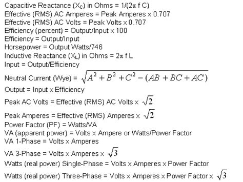 Basic Electrical Formulas Chart A Visual Reference Of Charts Chart