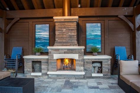 3rd Gable Pavilion W Privacy Wall And Fireplace