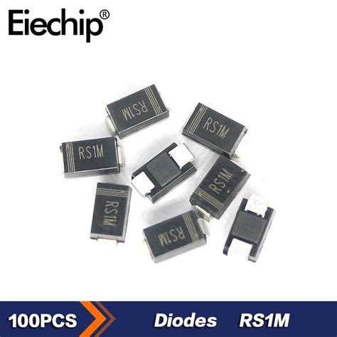 100pcs/lot RS1M Rectifier Diode 1A 1000V Ultra-Fast Recovery SMD Diodes ...