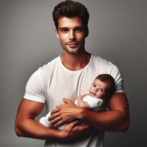 A Man Holding A Baby And A Baby In His Arms Premium Ai Generated Image